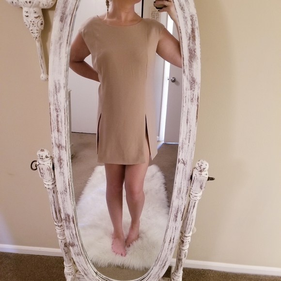 Chico's Dresses & Skirts - Chico's Black Label Tan Slit Dress